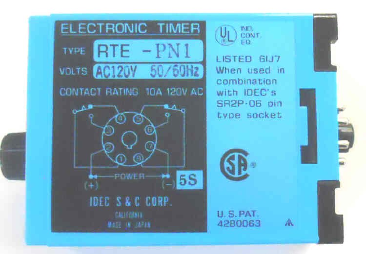 IDEC RTE-PN1 TIMER, 120 VAC, 0-10 MINUTE, 8 PIN OCTAL