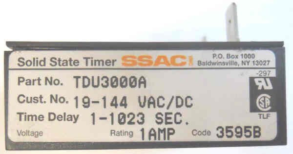 TIMER, 1-1023 SECONDS, 19-144 AC/DC, 1 AMP SSAC #TDU3000A
