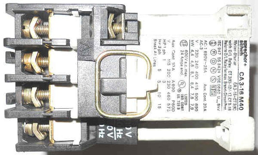 CONTACTOR, 4 POLE, 4 N.O. CONTACTS SPRECHER & SCHUH, CA3-16-M40 120V COIL