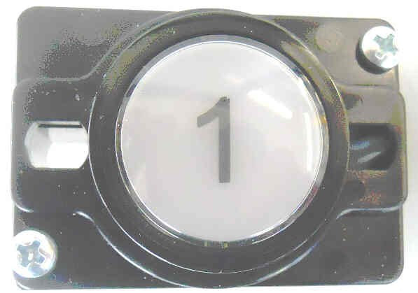 BUTTON, MONITOR, COMPLETE, WHITE WITH BLACK MARKING, CLEAR CAP, (SPECIFY)