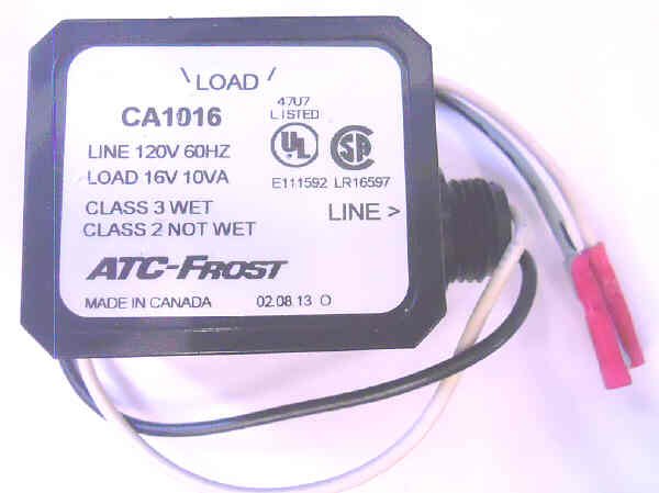 TRANSFORMER, 120 PRIMARY, 16 VAC OUTPUT ATC-FROST CA-1016