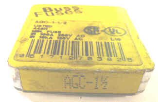 FUSE, GLASS, 1 1/2 AMP, PACKAGE OF 5, MFR # AGC-1 1/2