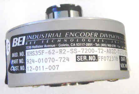 ENCODER, BEI # 924-01070-724 MODEL XHS35F-62-R2-SS-7200-T2-ABZC-7272-SM18