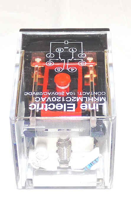 RELAY. 120 VAC. 2PDT, 8 PIN OCTAL WITH LAMP & TEST BUTTON LINE # MKHLM C120VAC