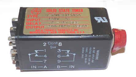 TIMER. .2-15 SECONDS, DPDT, 120 VAC, 10AMP AIR-O-TRONICS # U-TDM-1015A5A