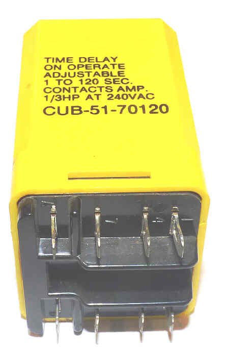 TIMER, 1-120 SECS ON DELAY, KUP, 120 VAC, 10 AMP OUT P & B # CUB-51-70120
