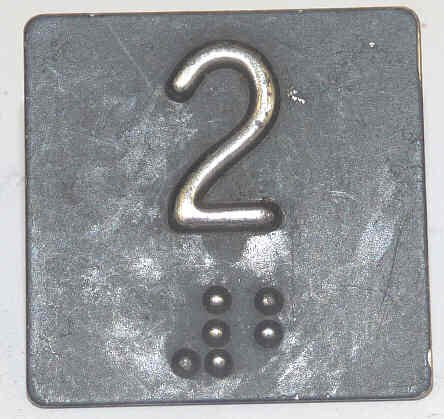 PLATE, BRAILLE, SELF ADHESIVE, 1 1/4 SQUARE MARKED 2