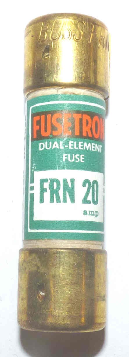 FUSE, TIME DELAY, OBSOLETE STYLE RK-5, 20 AMP, 250V BUSS # FRN-20