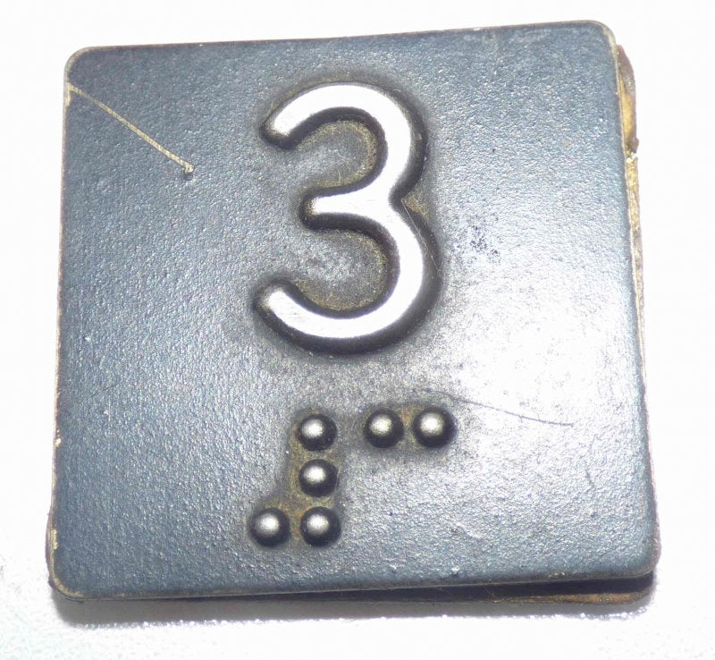 PLATE, BRAILLE, SELF ADHESIVE, 1 1/4 SQUARE MARKED 3