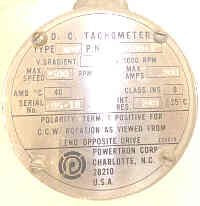 TACHOMETER, TYPE XPY, DC, 100V@1000PRM, 2500 RPM MAX, HAUGHTON # 3-40132-32