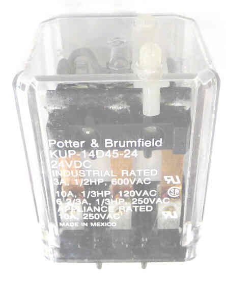 RELAY, POWER, 3PDT, 24VDC, 10A, PLUG IN POTTER BRUMFIELD # KUP-14D45-24