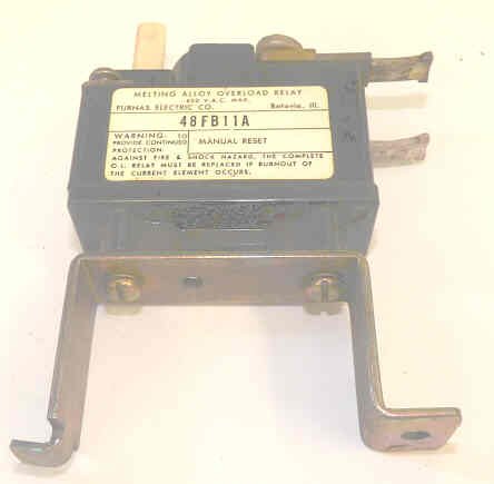 RELAY, OVERLOAD, SINGLE PHASE, FURNAS # 48FB11A