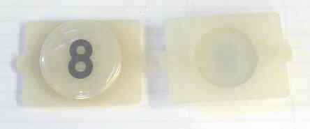 BUTTON, E LINE, WAFER, CLEAR CAP, MARKED 8 IN BLACK WESTINGHOUSE # 323C855H08