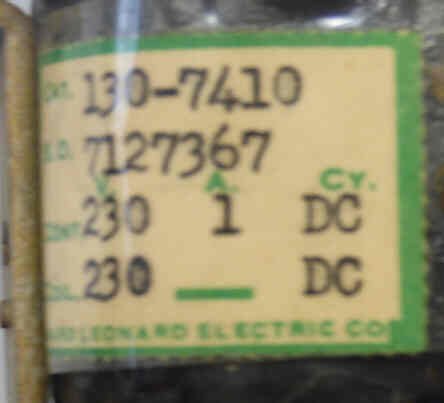 RELAY, POWER, SPST, 250 VDC WARD LEONARD # 130-7410