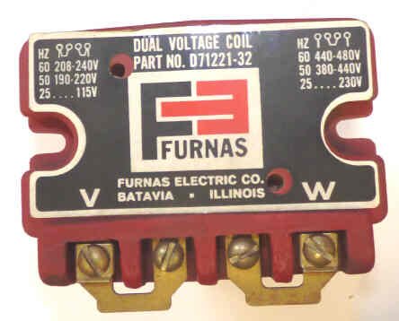 COIL, DUAL VOLTAGE, 220-440VAC DOVER SIZE 2 CONTACTOR FURNAS # D71221-32