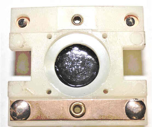 PRESSEL, BUTTON, MONITOR, WITH CONTACTS, WHITE, MARKED 'DH' IN BLACK