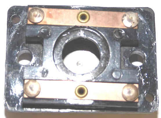 PRESSEL, BUTTON, MONITOR, WITH CONTACTS, SS, MARKED 'DC' IN RED