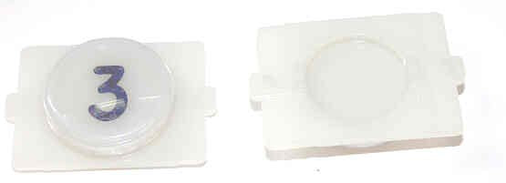 BUTTON, E LINE, WAFER, CLEAR CAP, MARKED 3 IN BLACK WESTINGHOUSE # 323C855H03