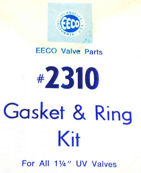 KIT, GASKET & SEAL, USED FOR ALL1 1/4 UV VALVES EECO # 2310