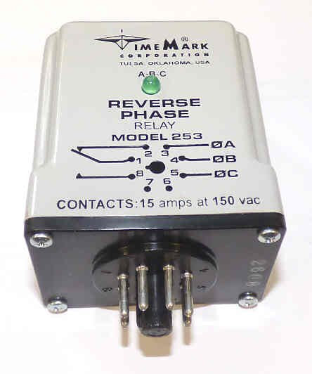 RELAY, REVERSE PHASE, 208-480 VAC, 3 PHASE, 8 PIN OCTAL BASE PART # 253UL