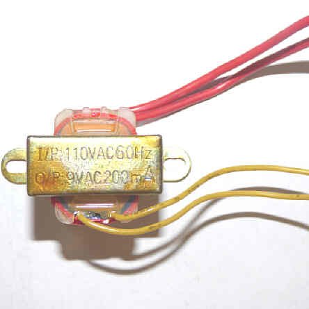 TRANSFORMER, 110 VAC INPUT, 9 VAC OUTPUT @ 200 MA
