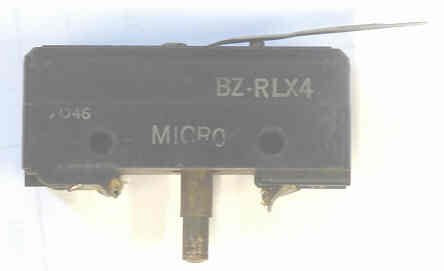 SWITCH, MICRO, SPDT, PIN ,MANUAL RESET, 15A, 125VAC MICROSWITCH # BZ-RLX4