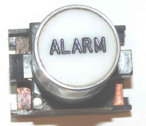 BUTTON, TOP, WHITE WITH BLACK HORIZONATAL ALARM ARMOR # B761007