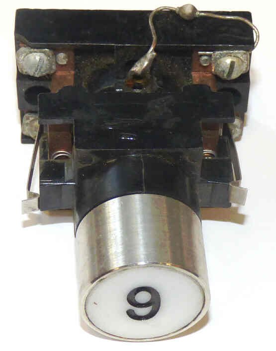 BUTTON, ASSEMBLY, WHITE WITH BLACK # 9 HORIZONTAL ARMOR # B761003