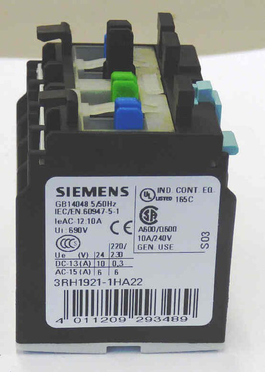 CONTACT, AUXILIARY, 2 N.O./ 2 N.C CONTACT FRONT MOUNT SIEMENS # 3RH1921-1FE22