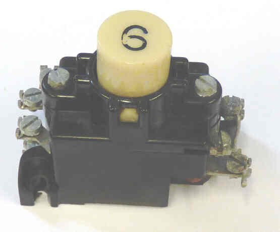 BUTTON, ASSEMBLY, WHITE. MARKED # 6, CURTIS # T1428 2