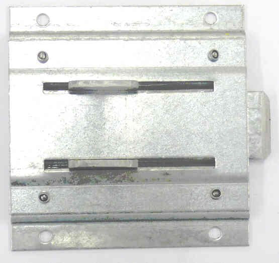 LATCH, STEEL, SLIDING, SECURES TOP OF CAR EXIT