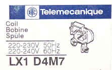 COIL TELEMECANIQUE, 120 VAC 50/60HZ FOR CONTACTOR LC1D09,D12,D18 TM # LX1D09110
