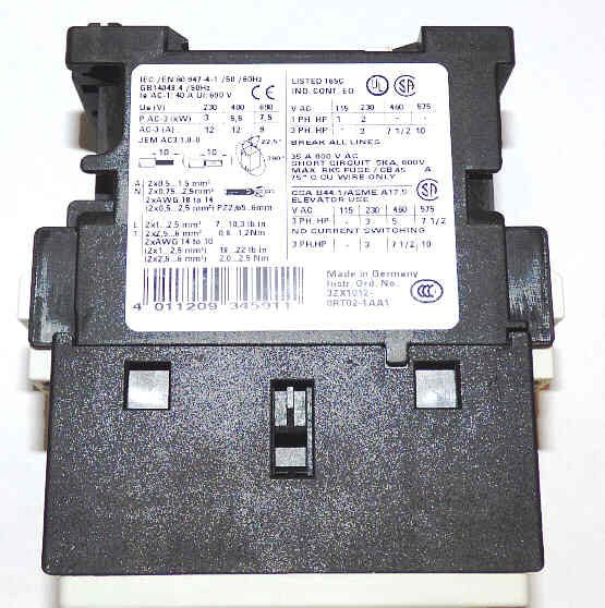 CONTACTOR, 3 POLE, 110-120 VAC,SIZE SO, SIEMENS # 3RT1024-1AK60