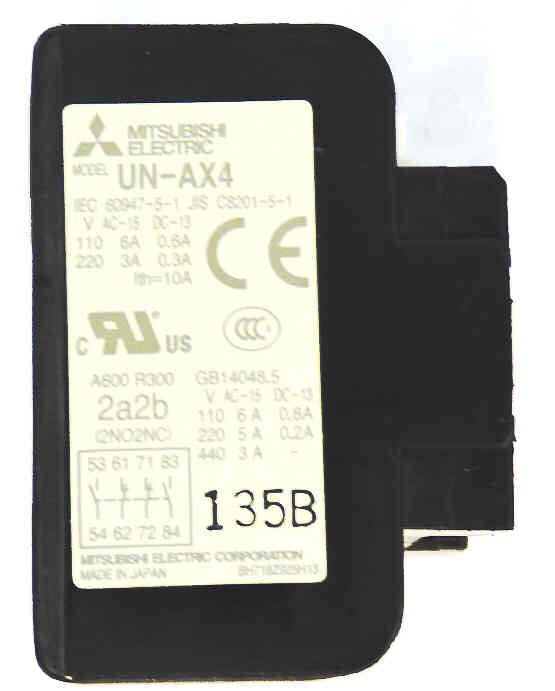 CONTACT, ASSEMBLY, AUXILIARY, 3 N.O./1 N.C CONTACTS MITSUBISHI # UN-AX4