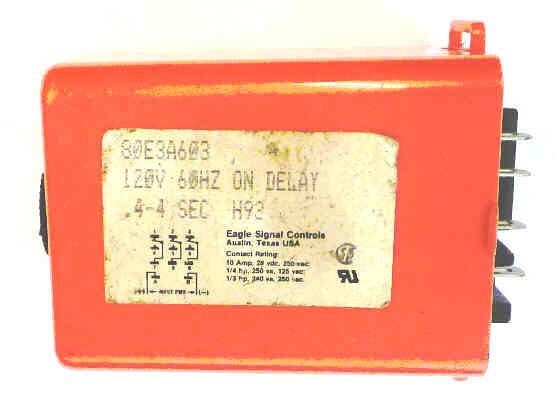 TIMER, KUP BASE, .4 TO 4 SECONDS, 120VAC, EAGLE SIGNAL PEELLE #-079402