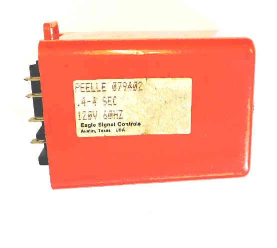 TIMER, KUP BASE, .4 TO 4 SECONDS, 120VAC, EAGLE SIGNAL PEELLE #-079402