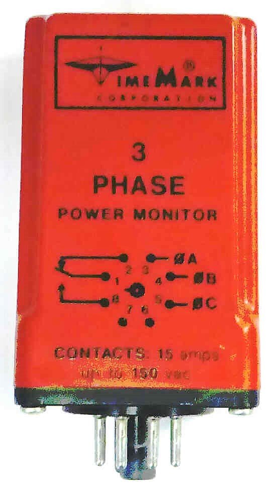RELAY, REVERSE PHASE, 160-240 VAC, 3 PHASE, 8 PIN OCTAL BASE PART # 258B