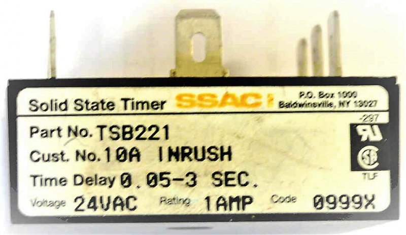 TIMER, 0.05-3 SECONDS, 24 VAC, 1 AMP, DELAY ON BREAK SSAC #TSB221