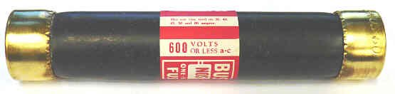 FUSE, 40 AMP, 600 VOLTS, 6 LONG, ONE-TIME BUSSMAN NOS-40