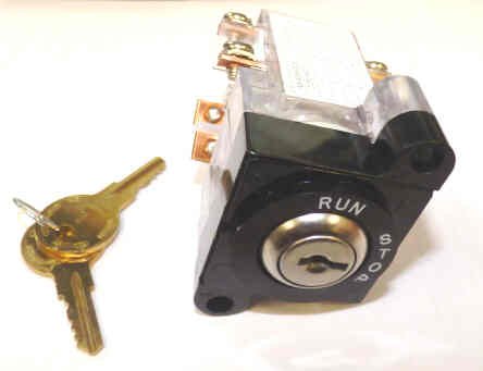 SWITCH, KEYED, BLACK HALO MARKED RUN-STOP IN WHITE ADAMS # AS468K21