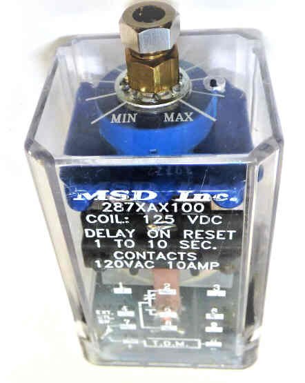 TIMER, 1-10 SECS, 125 VDC, DELAY ON RESET , MSD, INC 287XAX100