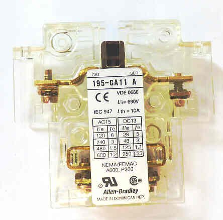 CONTACT, AUXILLARY ALLEN BRADLEY, AB-195-GA11, 1 N.0/1 N.C. CONTACTS