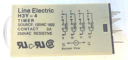 TIMER. 120 VAC, 0-180 SECONDS, ICE CUBE BASE LINE # H3Y-4 120