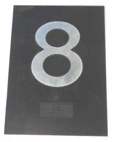 PLATE, BRAILLE, HALL, 4 X 3 SELF ADHESIVE MARKED 8