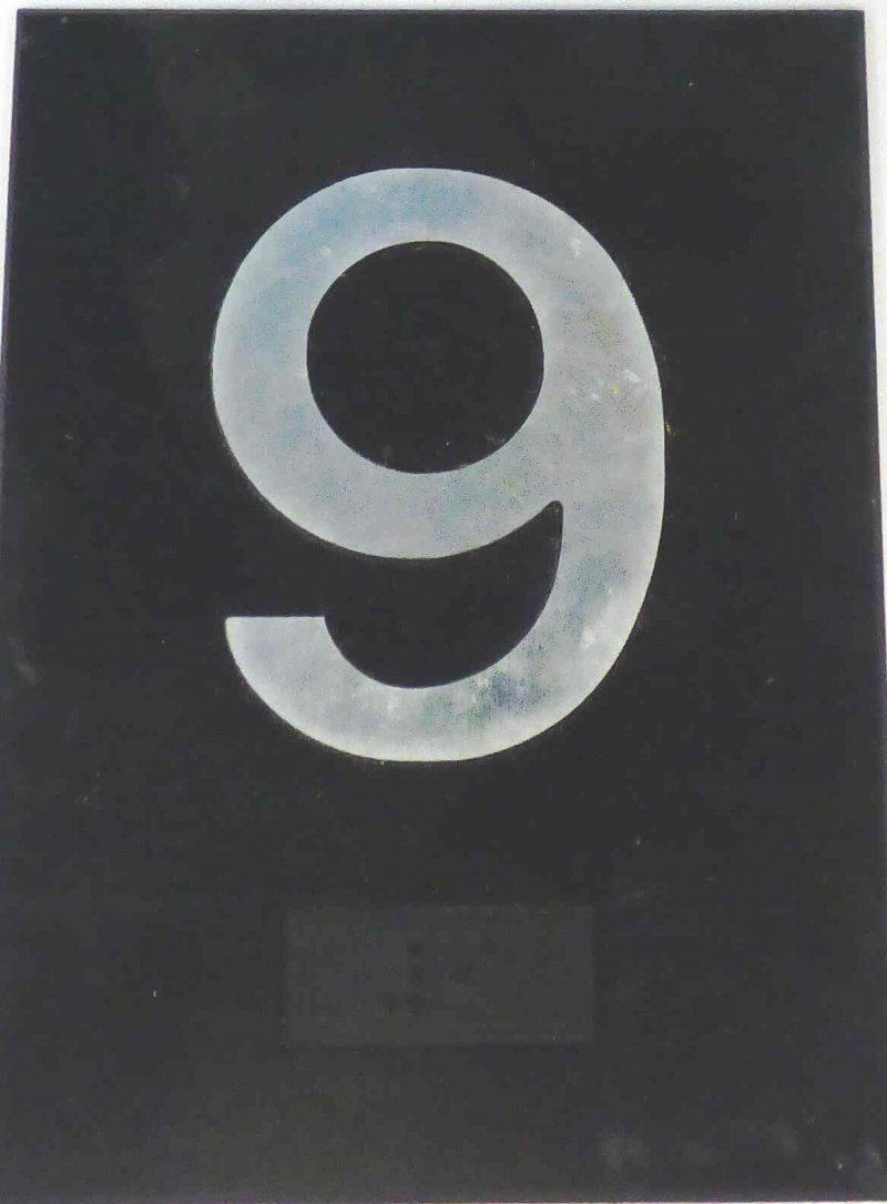 PLATE, BRAILLE, HALL, 4 X 3 SELF ADHESIVE MARKED 9