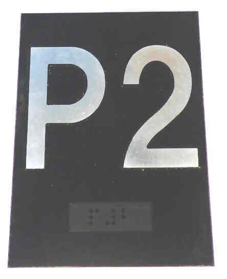 PLATE, BRAILLE, HALL, 4 X 3 SELF ADHESIVE MARKED P2