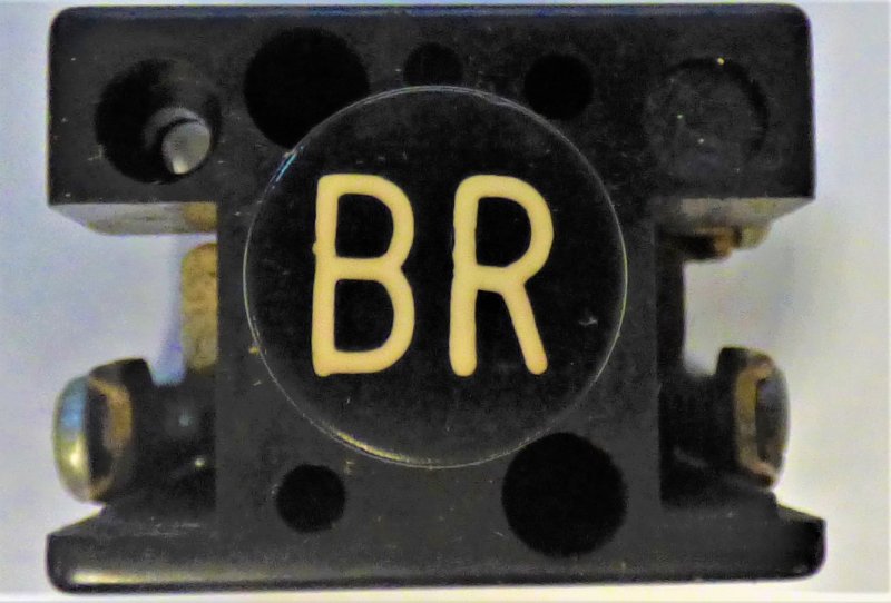BUTTON, MARKED BR, BLACK, 5/8 X 3/4 TOP, 3 N.O. CONTACTS, AH & H # 27900 B9C