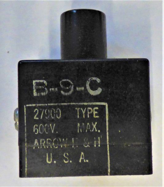 BUTTON, MARKED BR, BLACK, 5/8 X 3/4 TOP, 3 N.O. CONTACTS, AH & H # 27900 B9C