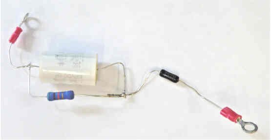 CAPACITOR, ASSEMBLED AS SHOWN, 600 VOLT, 1 MFD, COURION # 01-053101