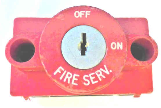 SWITCH, KEYED, FIRE SERVICE, HORIZONTAL RED BEZEL, ENGRAVED OFF-ON-FIRE SERVICE